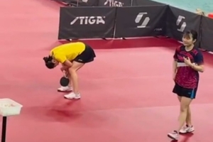 全力以赴！备战全运会，陈梦练球累到蹲地上