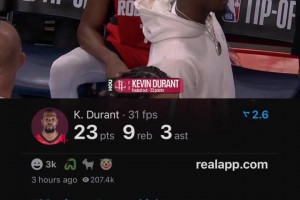 打几分？杜兰特火箭首秀砍下23分9板3助 可惜最后6犯离场~