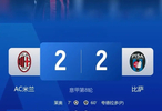 米兰2-2遭比萨绝平，先赛仅领先2分